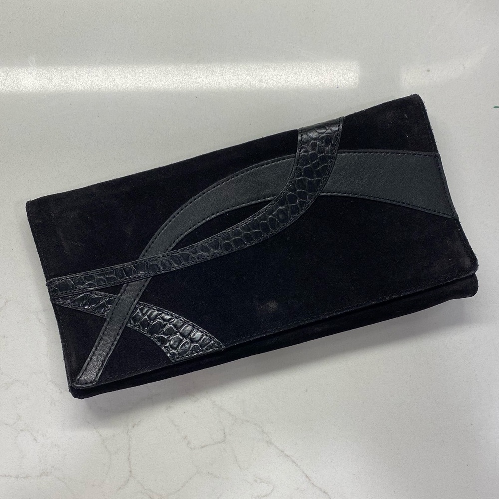 90’s vintage Banana Republic black suede clutch/handbag